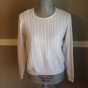White cable knit sweater